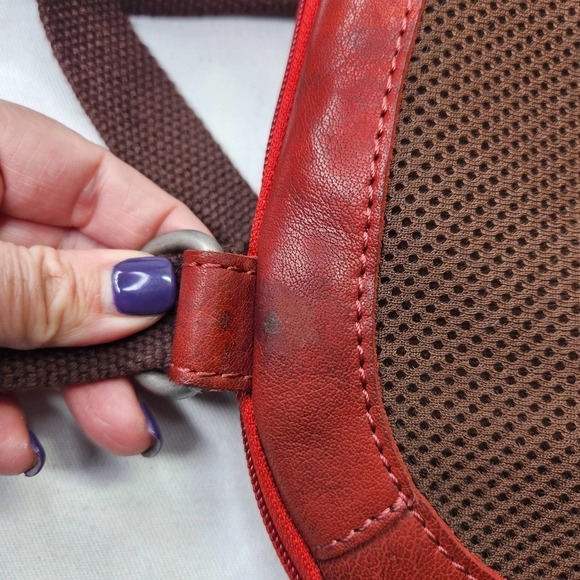 Jack Georges American Brand Leather Backpack Voyager Style Red Backpack Purse - Picture 8 of 12